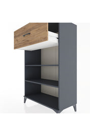 Hyperion Dolap 2 Raflı Tek Çekmeceli 88x44x134 Antrasit-Çam
