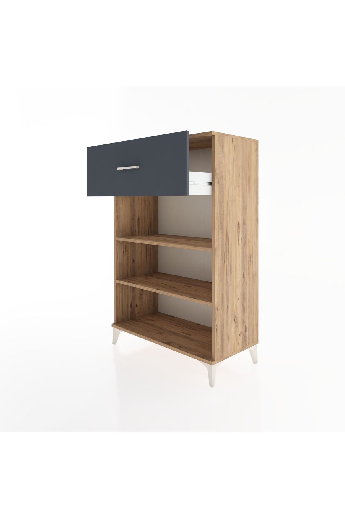 Hyperion Dolap 2 Raflı Tek Çekmeceli 88x44x134 Çam-Antrasit