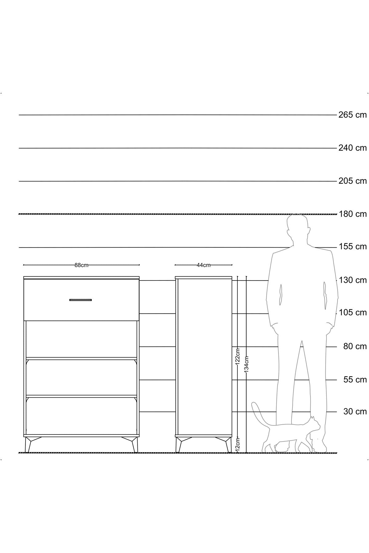 Hyperion Dolap 2 Raflı Tek Çekmeceli 88x44x134 Çam-Çam