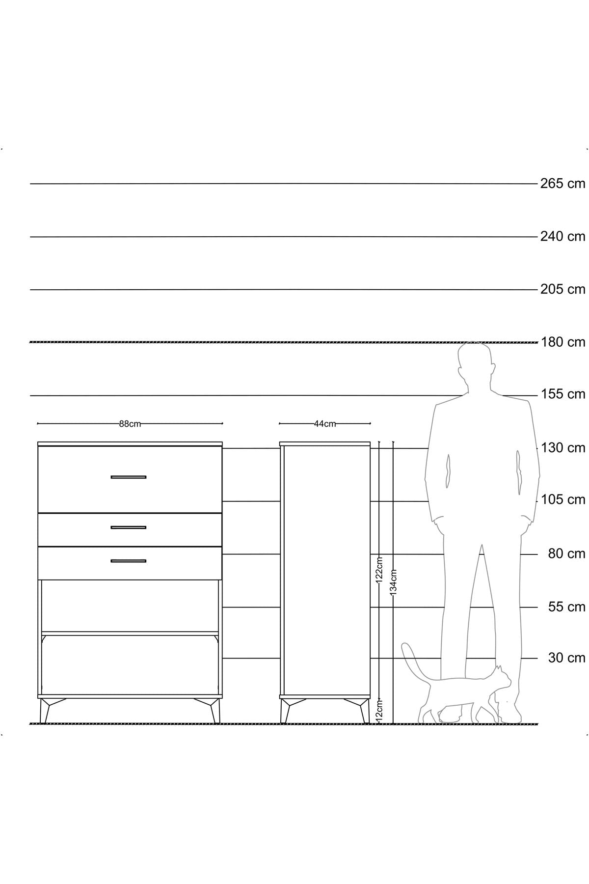Hyperion Dolap Tek Raflı 3 Çekmeceli 88x44x134 Çam-Aytaşı