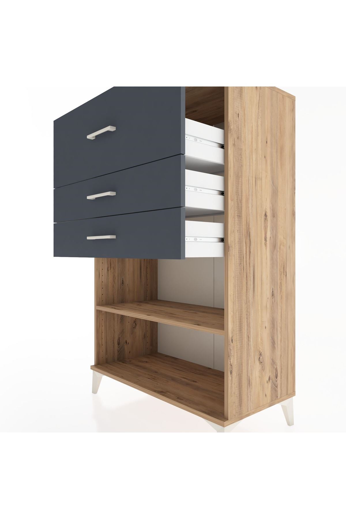 Hyperion Dolap Tek Raflı 3 Çekmeceli 88x44x134 - S51M046V8B