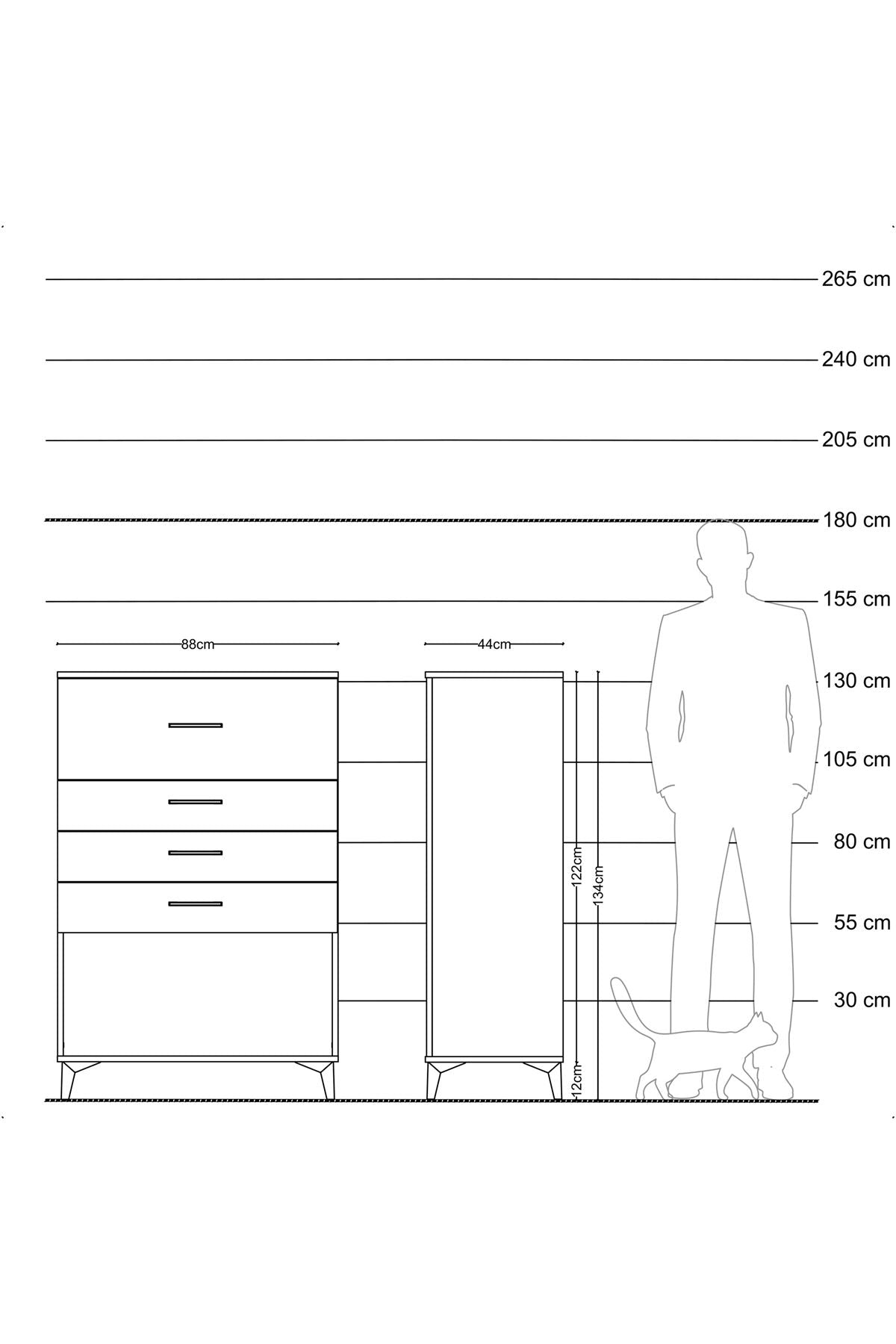 Hyperion Dolap 4 Çekmeceli 88x44x134 Aytaşı-Antrasit