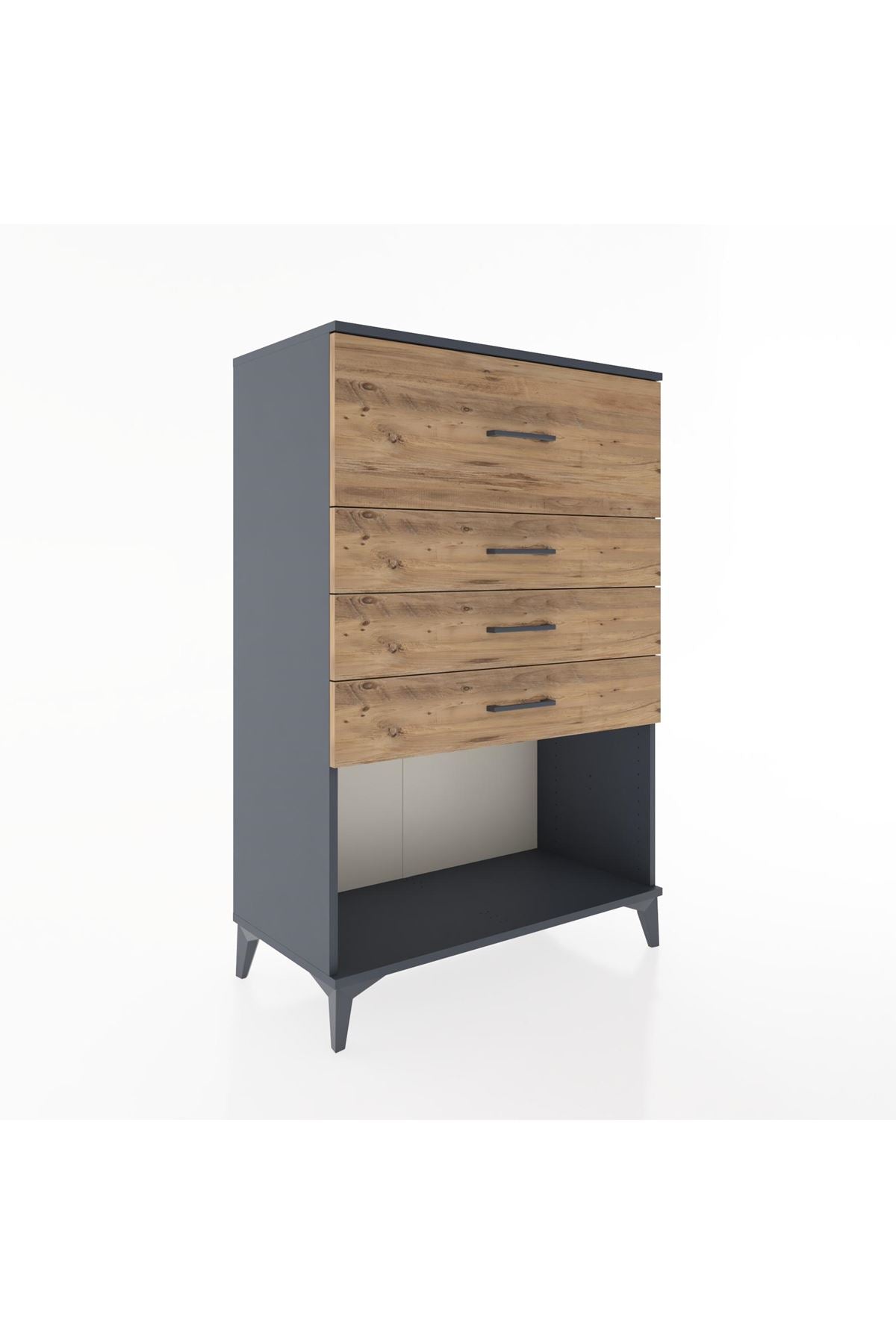 Hyperion Dolap 4 Çekmeceli 88x44x134 Antrasit-Çam