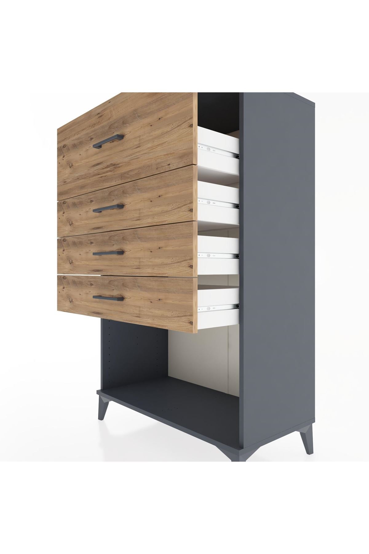 Hyperion Dolap 4 Çekmeceli 88x44x134 Antrasit-Çam