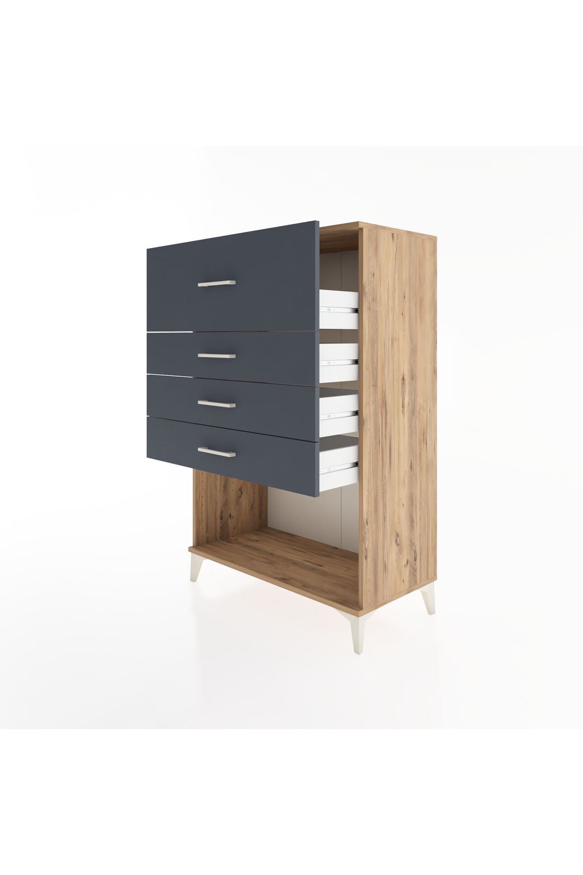 Hyperion Dolap 4 Çekmeceli 88x44x134 Çam-Antrasit