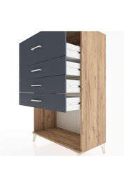 Hyperion Dolap 4 Çekmeceli 88x44x134 Çam-Antrasit
