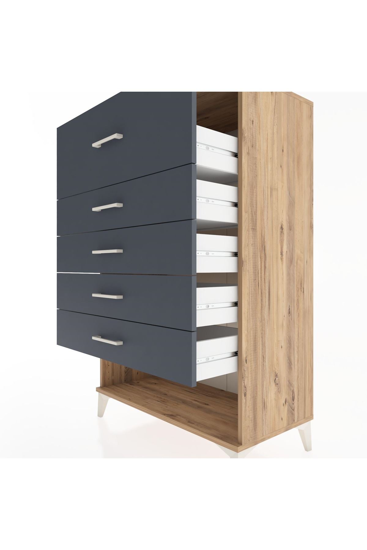 Hyperion Dolap 5 Çekmeceli 88x44x134 Çam-Antrasit
