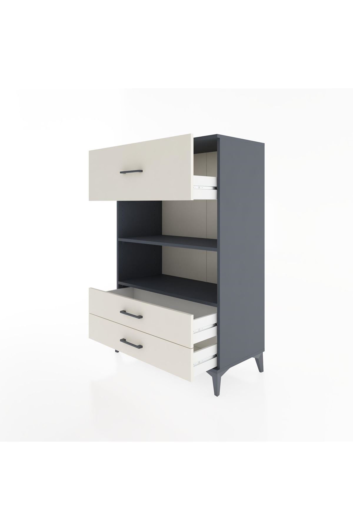 Hyperion Dolap 2 Raflı 3 Çekmeceli 88x44x134 Antrasit-Aytaşı