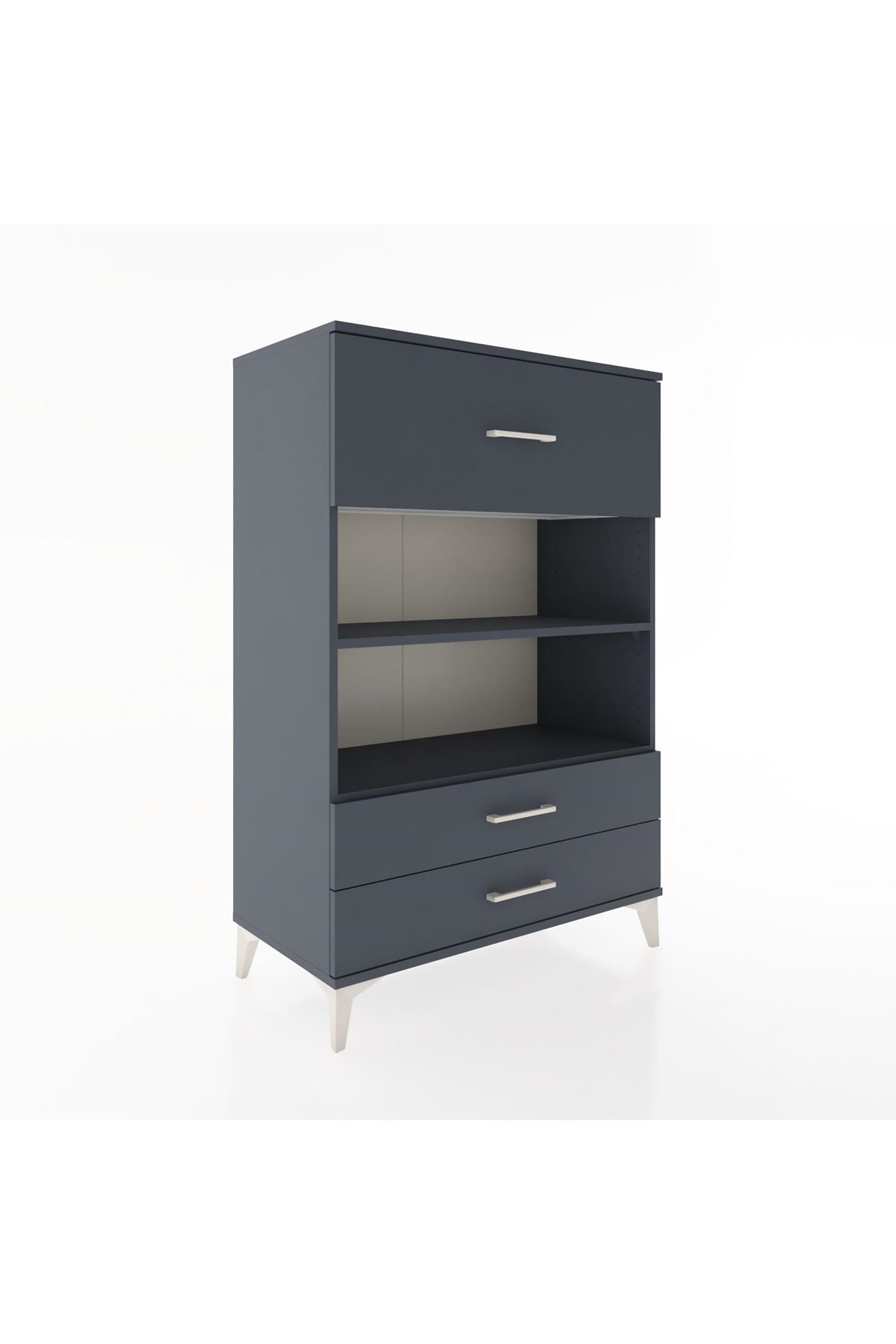 Hyperion Dolap 2 Raflı 3 Çekmeceli 88x44x134 Antrasit-Antrasit