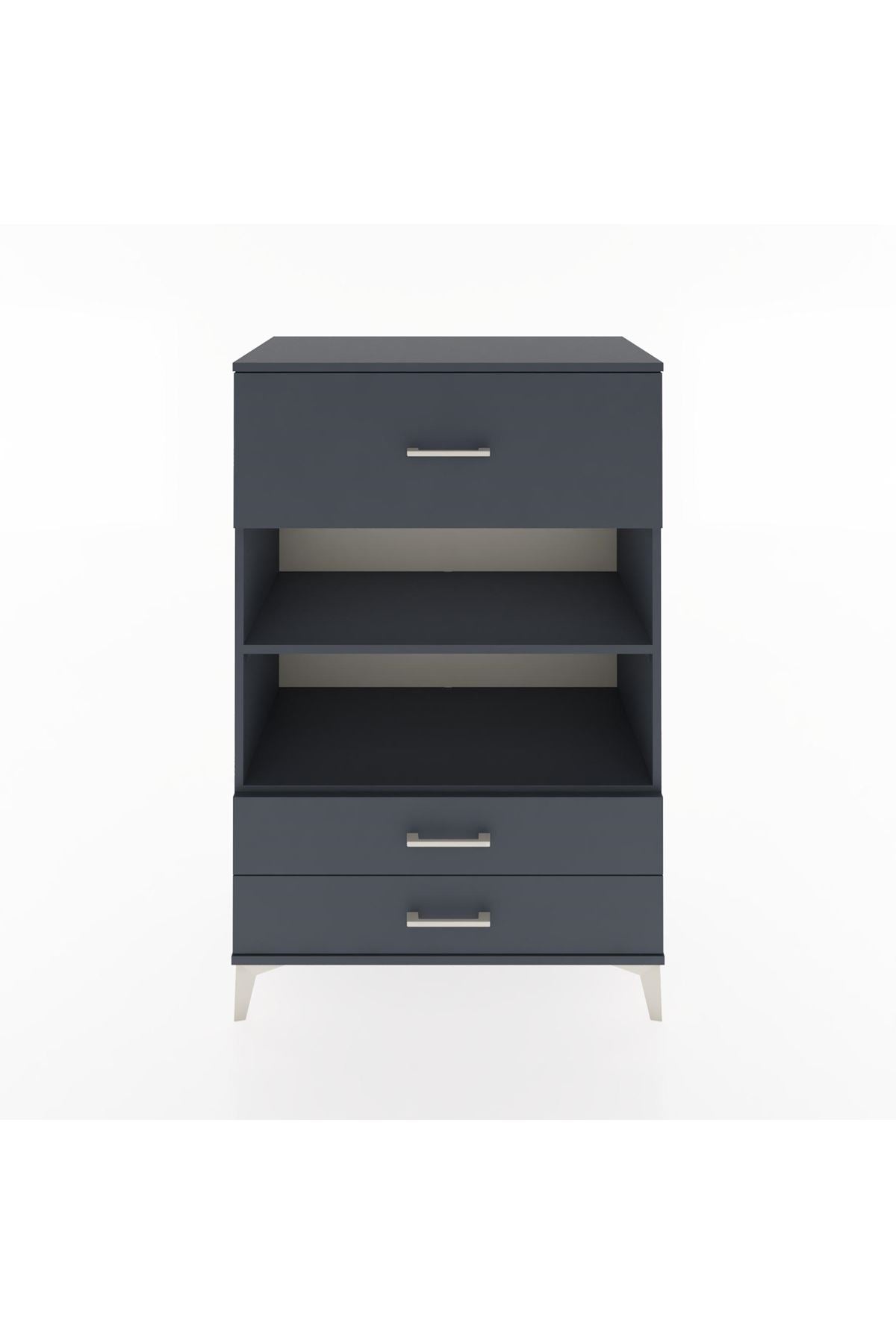 Hyperion Dolap 2 Raflı 3 Çekmeceli 88x44x134 Antrasit-Antrasit