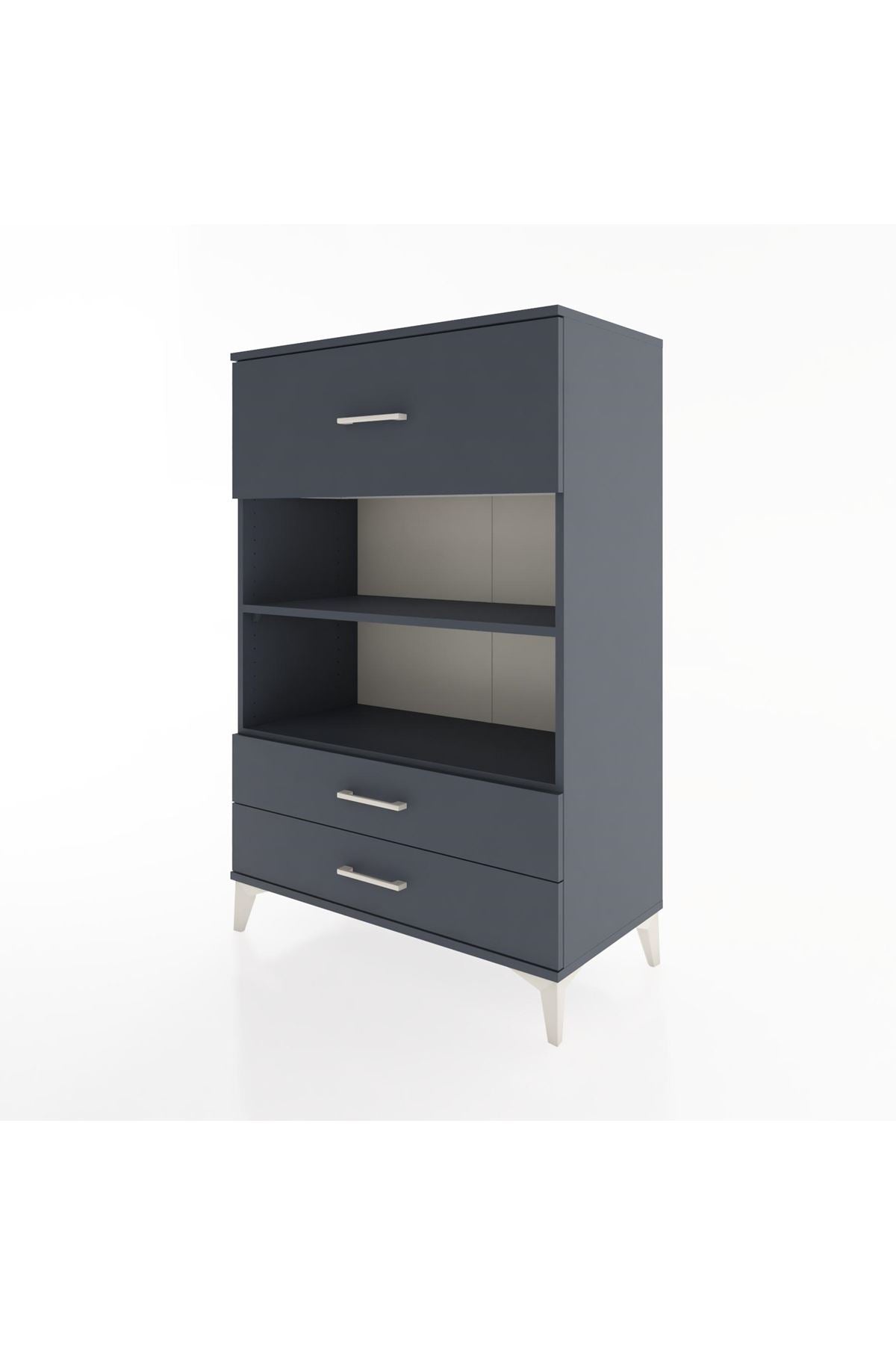 Hyperion Dolap 2 Raflı 3 Çekmeceli 88x44x134 Antrasit-Antrasit