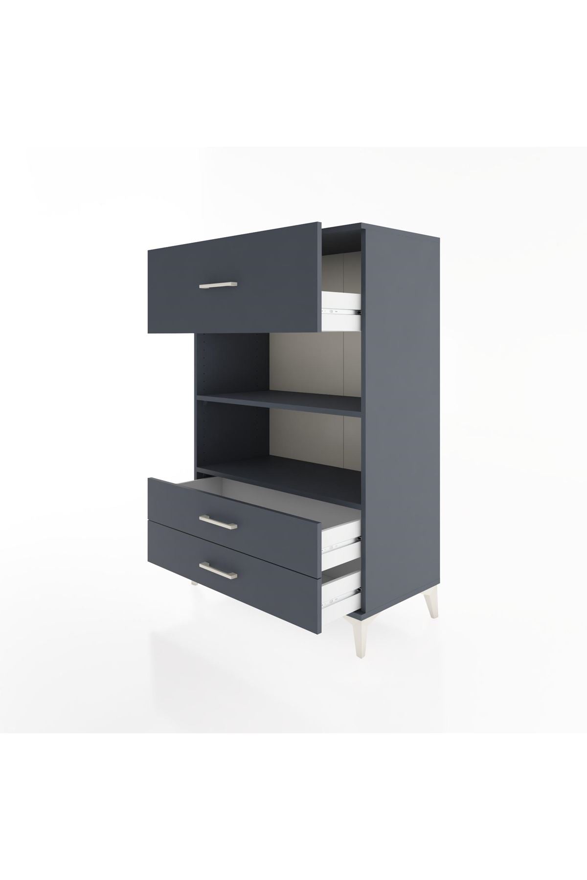 Hyperion Dolap 2 Raflı 3 Çekmeceli 88x44x134 Antrasit-Antrasit