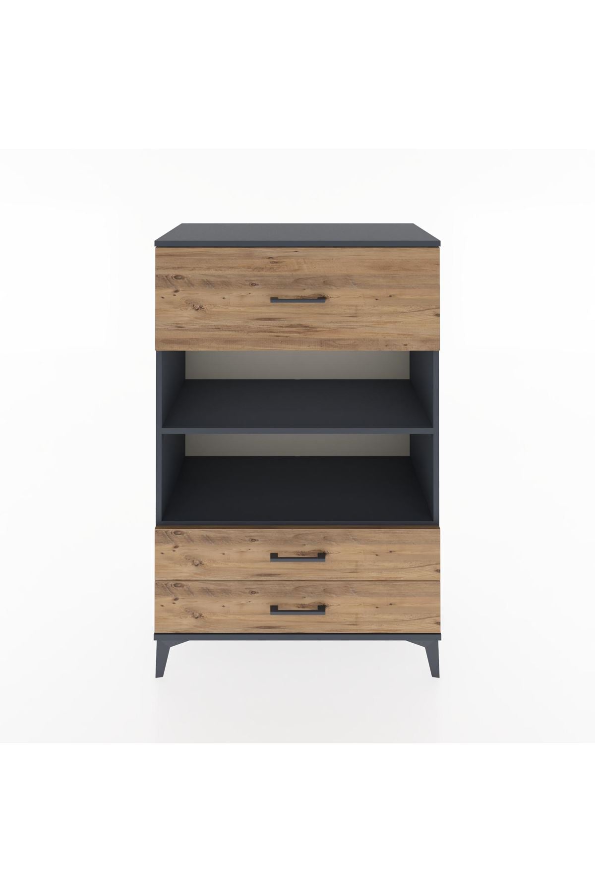 Hyperion Dolap 2 Raflı 3 Çekmeceli 88x44x134 Antrasit-Çam