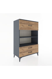 Hyperion Dolap 2 Raflı 3 Çekmeceli 88x44x134 Antrasit-Çam