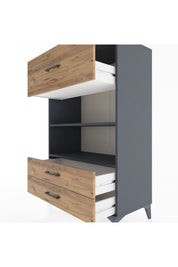 Hyperion Dolap 2 Raflı 3 Çekmeceli 88x44x134 Antrasit-Çam
