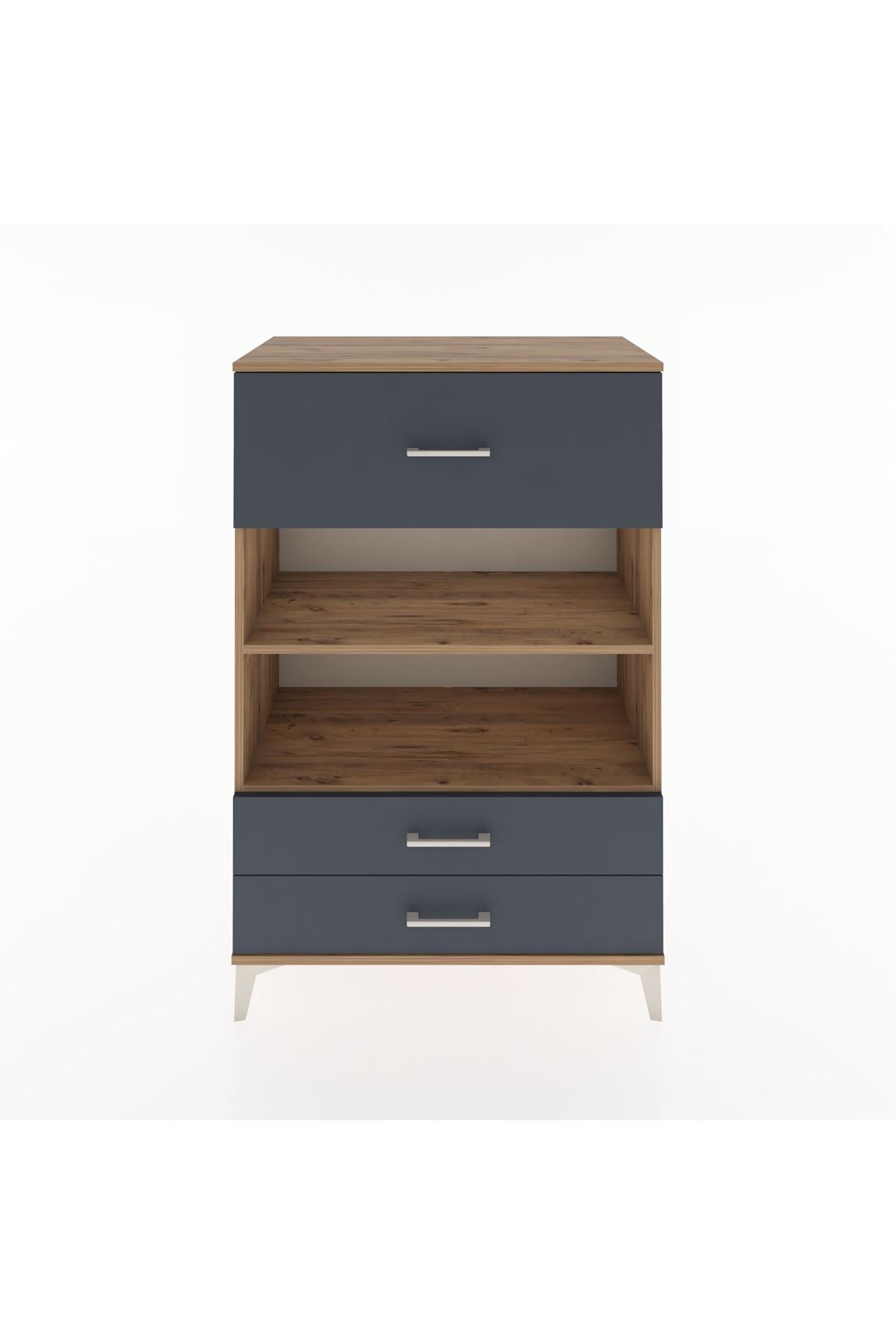 Hyperion Dolap 2 Raflı 3 Çekmeceli 88x44x134 Çam-Antrasit