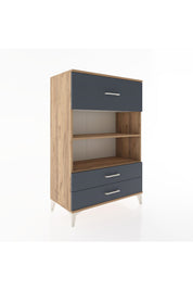 Hyperion Dolap 2 Raflı 3 Çekmeceli 88x44x134 Çam-Antrasit