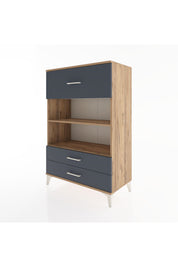 Hyperion Dolap 2 Raflı 3 Çekmeceli 88x44x134 Çam-Antrasit
