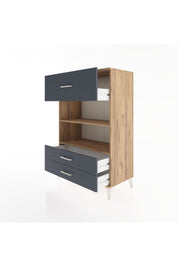 Hyperion Dolap 2 Raflı 3 Çekmeceli 88x44x134 Çam-Antrasit