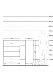 Hyperion Dolap 2 Raflı 3 Çekmeceli 88x44x134 Çam-Antrasit