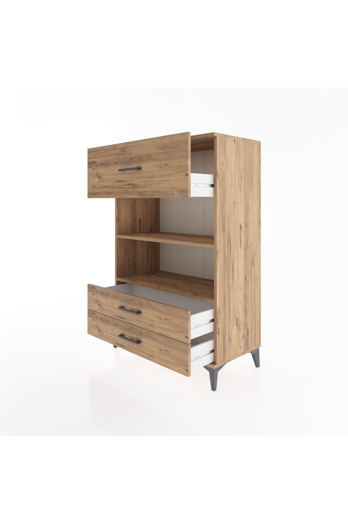 Hyperion Dolap 2 Raflı 3 Çekmeceli 88x44x134 Çam-Çam