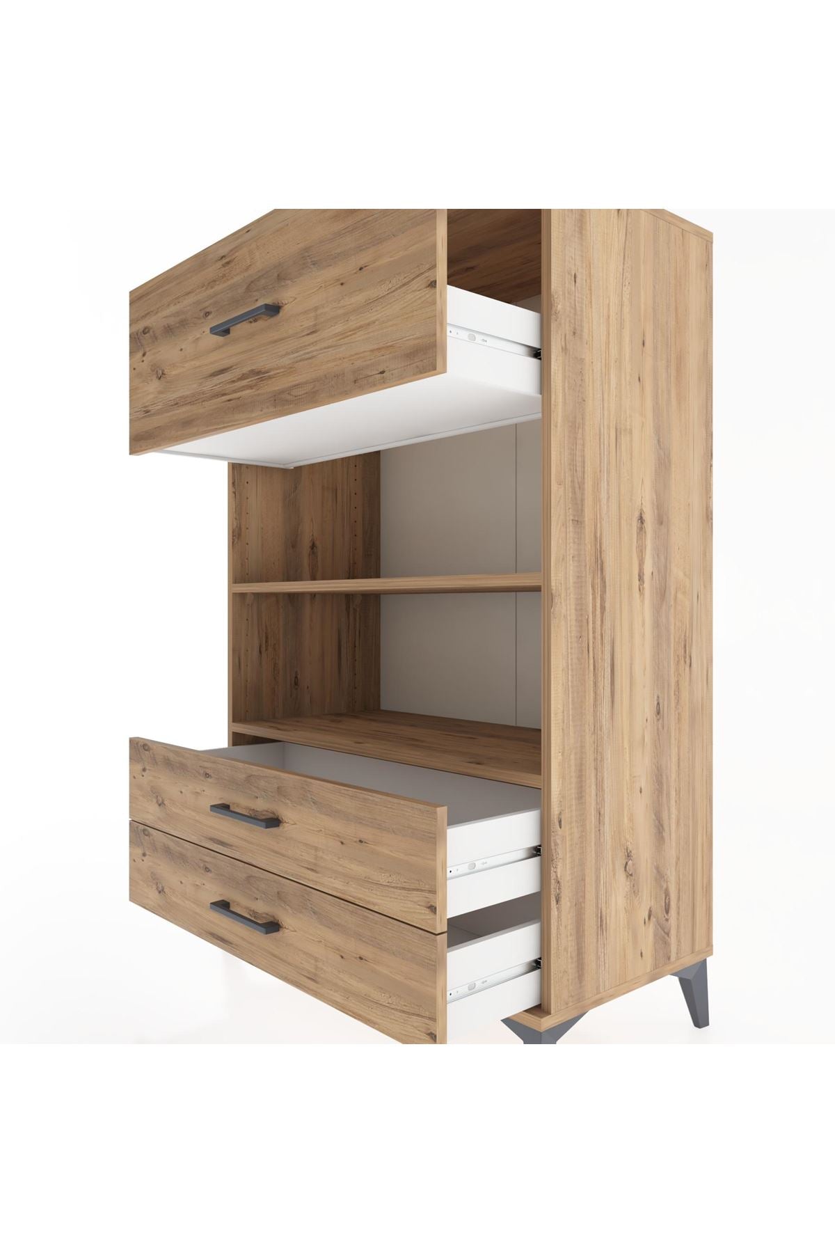 Hyperion Dolap 2 Raflı 3 Çekmeceli 88x44x134 Çam-Çam