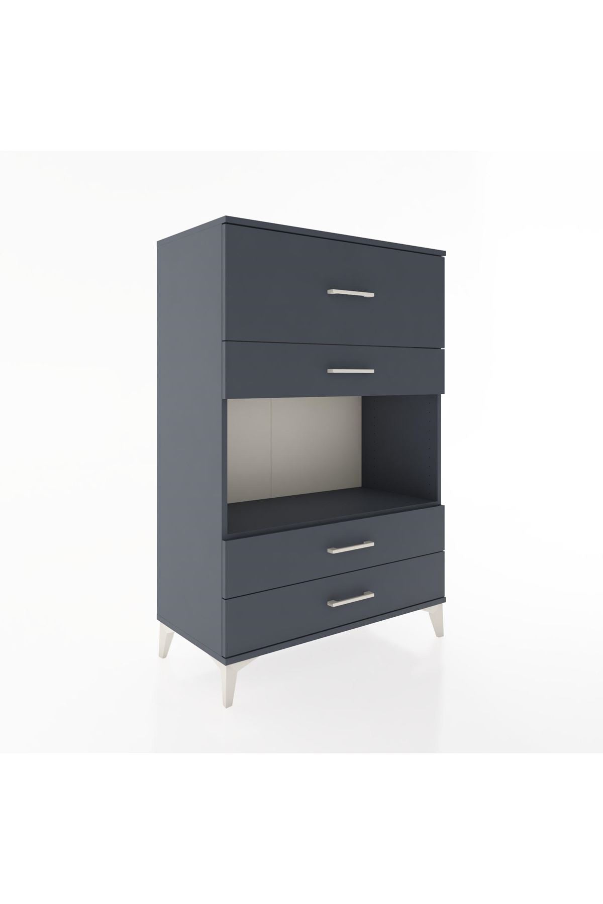 Hyperion Dolap Tek Raflı 4 Çekmeceli 88x44x134 Antrasit-Antrasit
