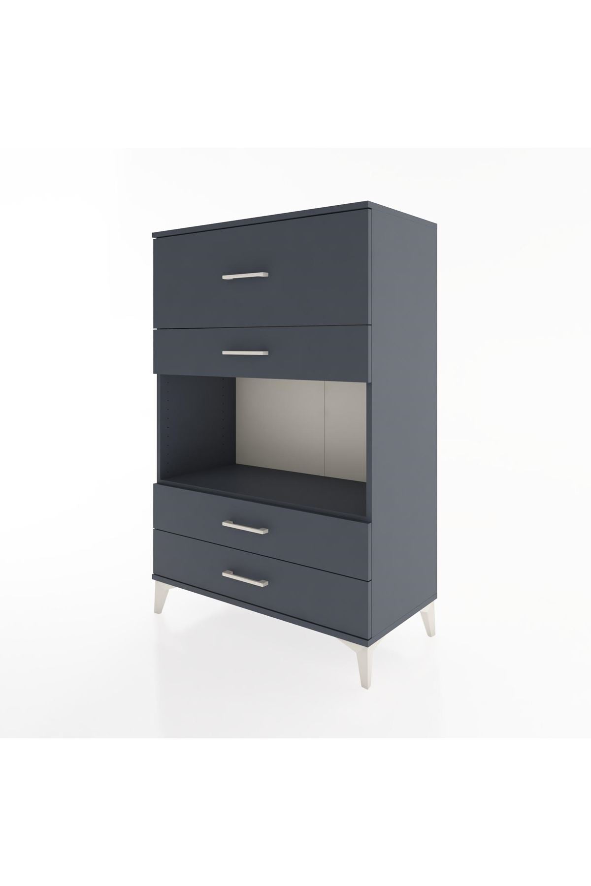 Hyperion Dolap Tek Raflı 4 Çekmeceli 88x44x134 Antrasit-Antrasit