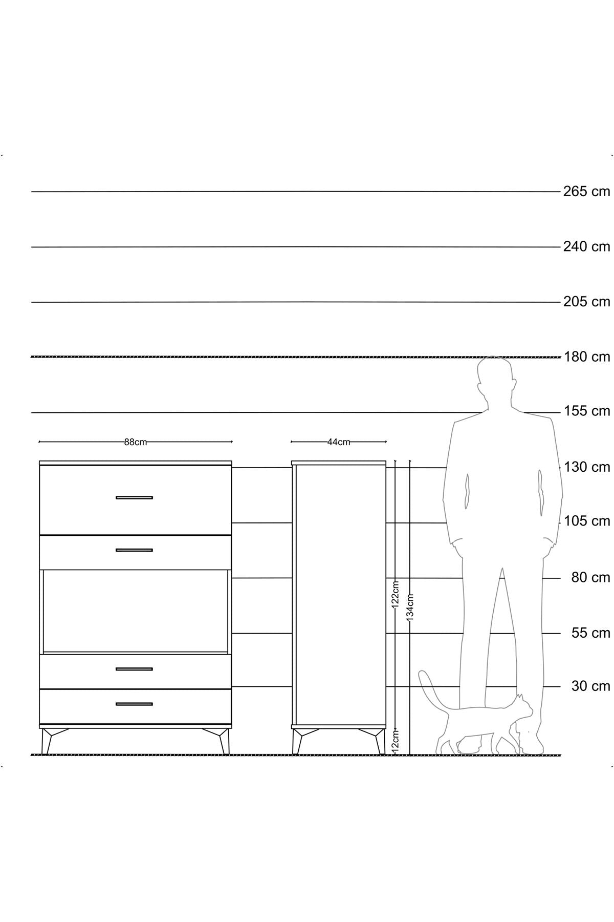 Hyperion Dolap Tek Raflı 4 Çekmeceli 88x44x134 Antrasit-Antrasit