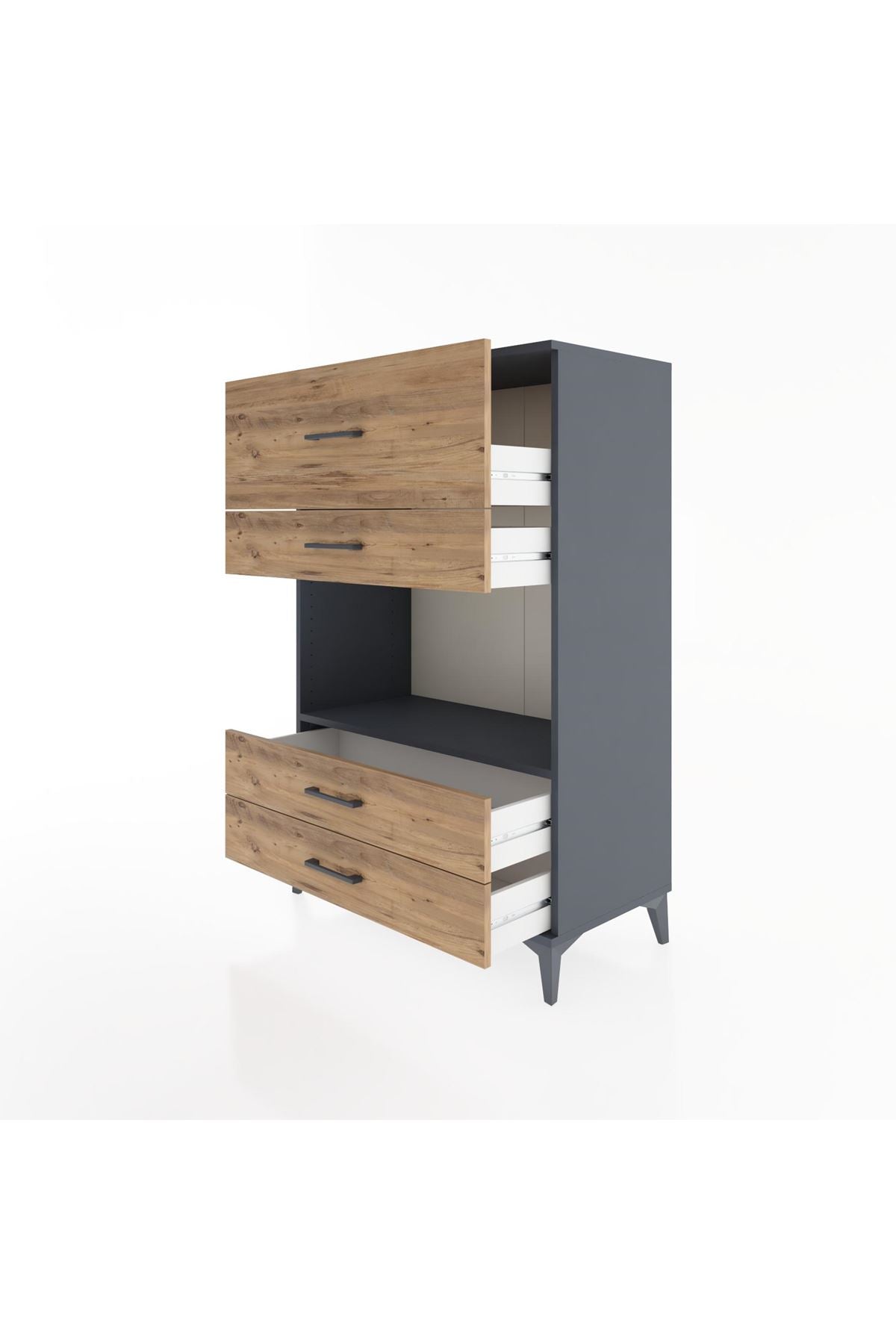 Hyperion Dolap Tek Raflı 4 Çekmeceli 88x44x134 - S51M050V6B