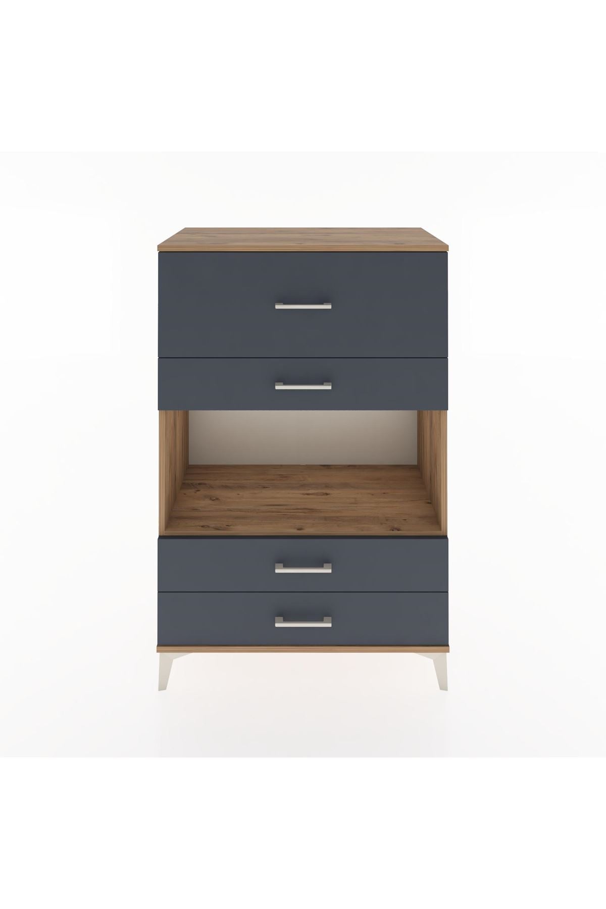 Hyperion Dolap Tek Raflı 4 Çekmeceli 88x44x134 Çam-Antrasit