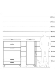 Hyperion Dolap Tek Raflı 4 Çekmeceli 88x44x134 Çam-Antrasit