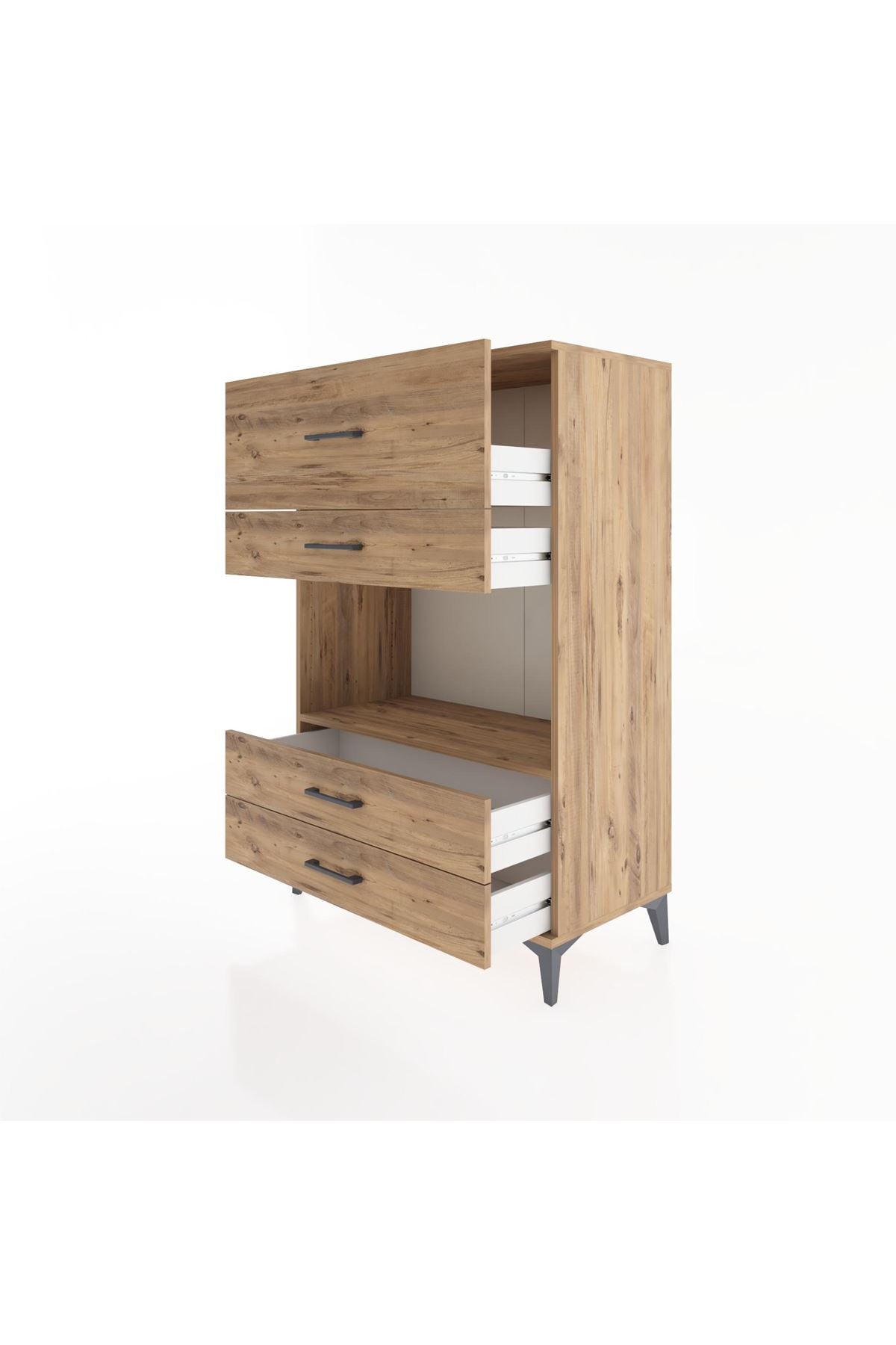 Hyperion Dolap Tek Raflı 4 Çekmeceli 88x44x134 - S51M050V9B