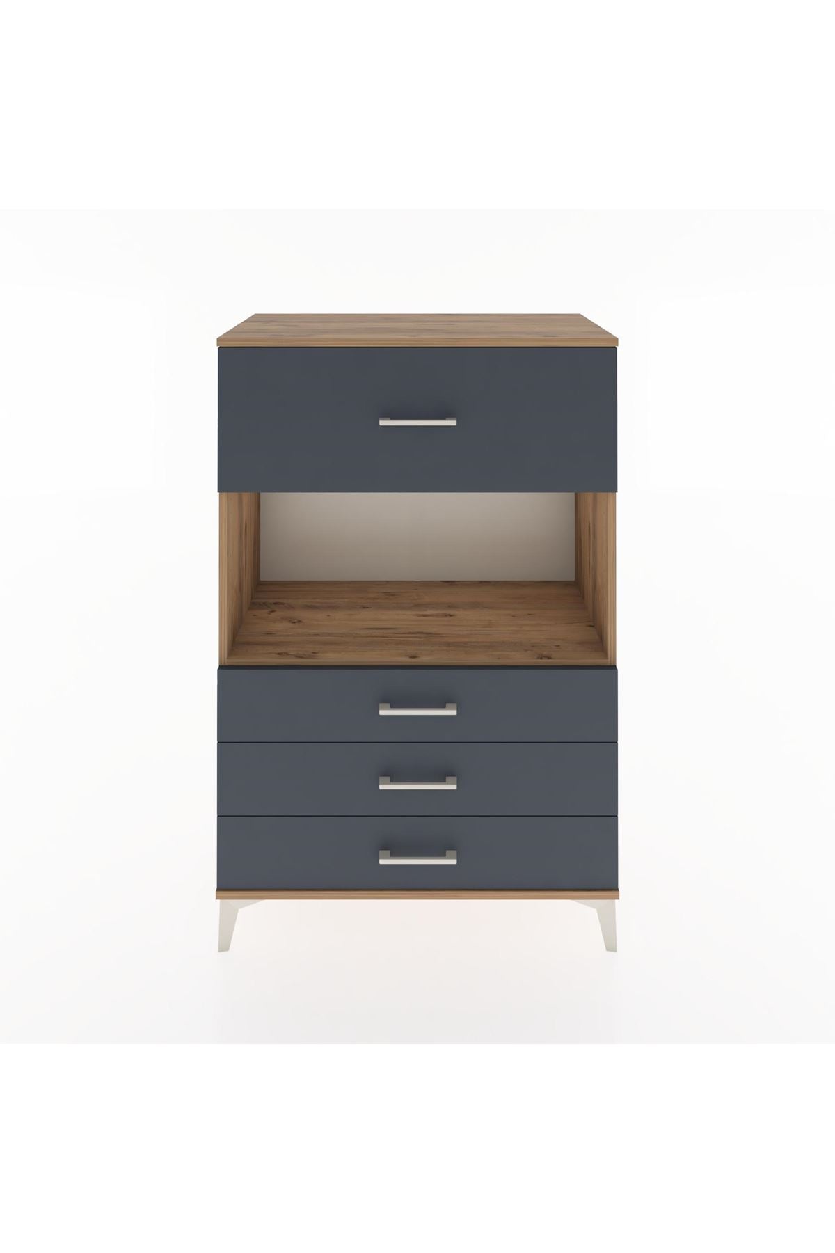 Hyperion Dolap Tek Raflı 4 Çekmeceli 88x44x134 Çam-Antrasit
