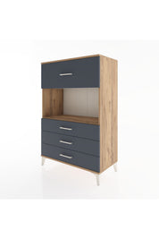 Hyperion Dolap Tek Raflı 4 Çekmeceli 88x44x134 Çam-Antrasit