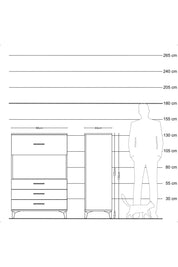 Hyperion Dolap Tek Raflı 4 Çekmeceli 88x44x134 Çam-Antrasit