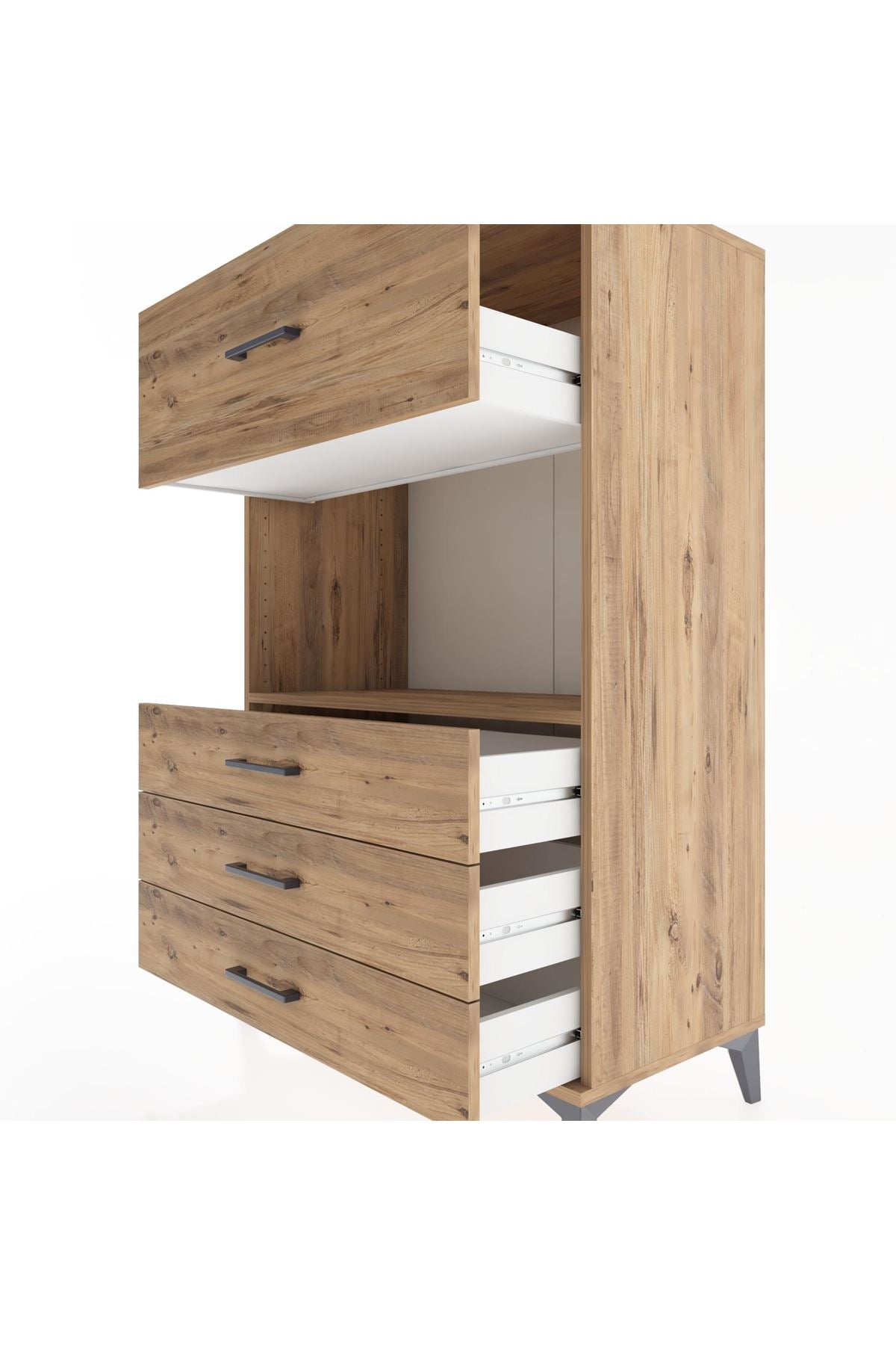 Hyperion Dolap Tek Raflı 4 Çekmeceli 88x44x134 - S51M051V9B