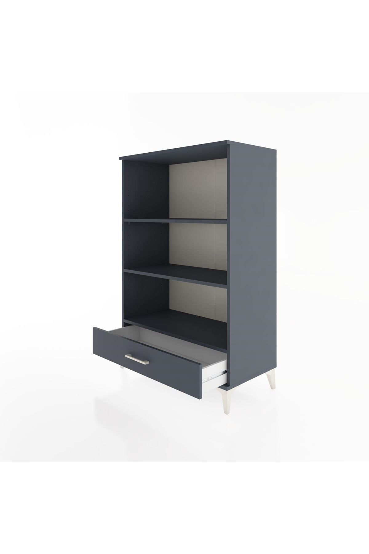 Hyperion Dolap 3 Raflı Tek Çekmeceli 88x44x134 Antrasit-Antrasit