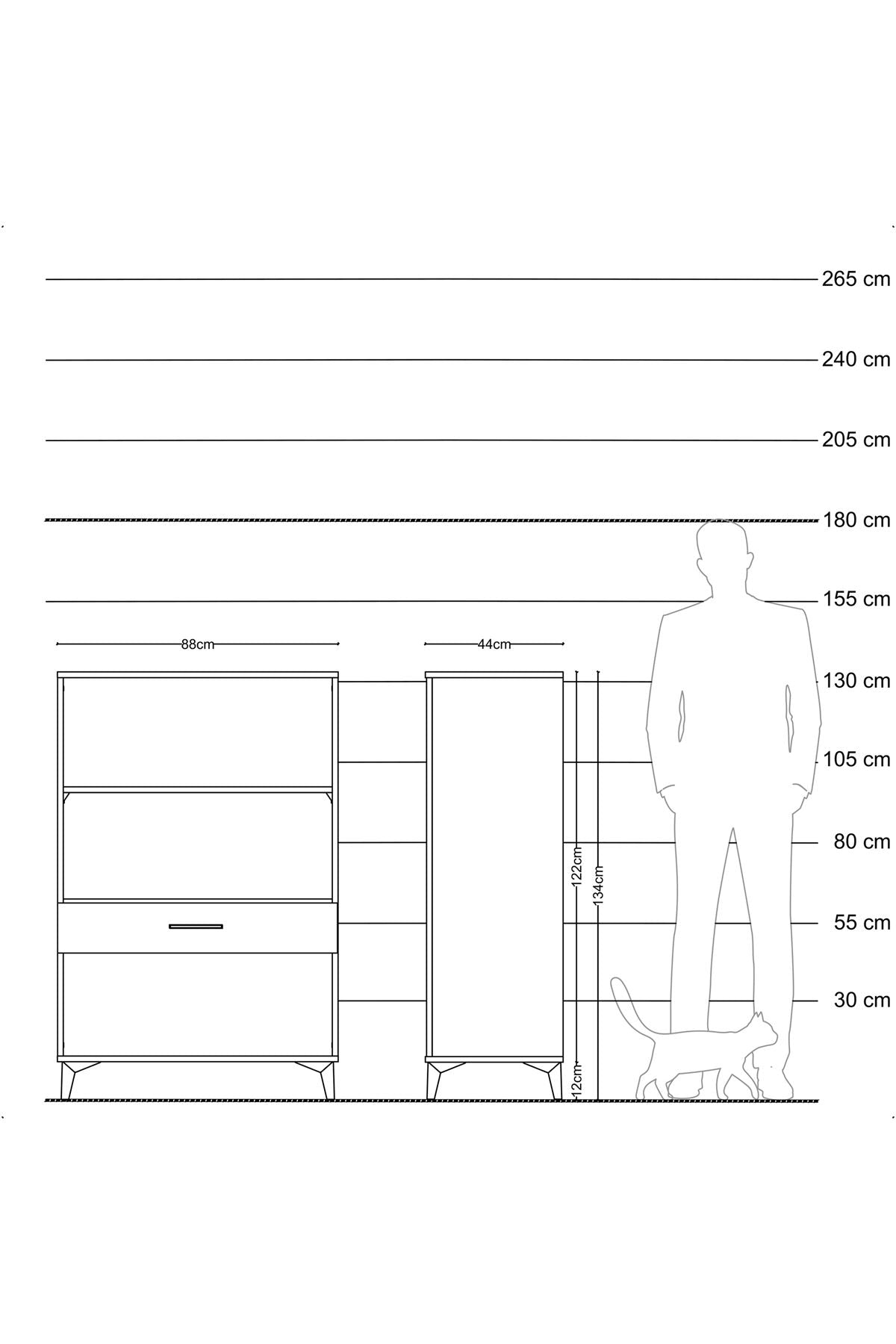 Hyperion Dolap 2 Raflı Tek Çekmeceli 88x44x134 Aytaşı-Çam