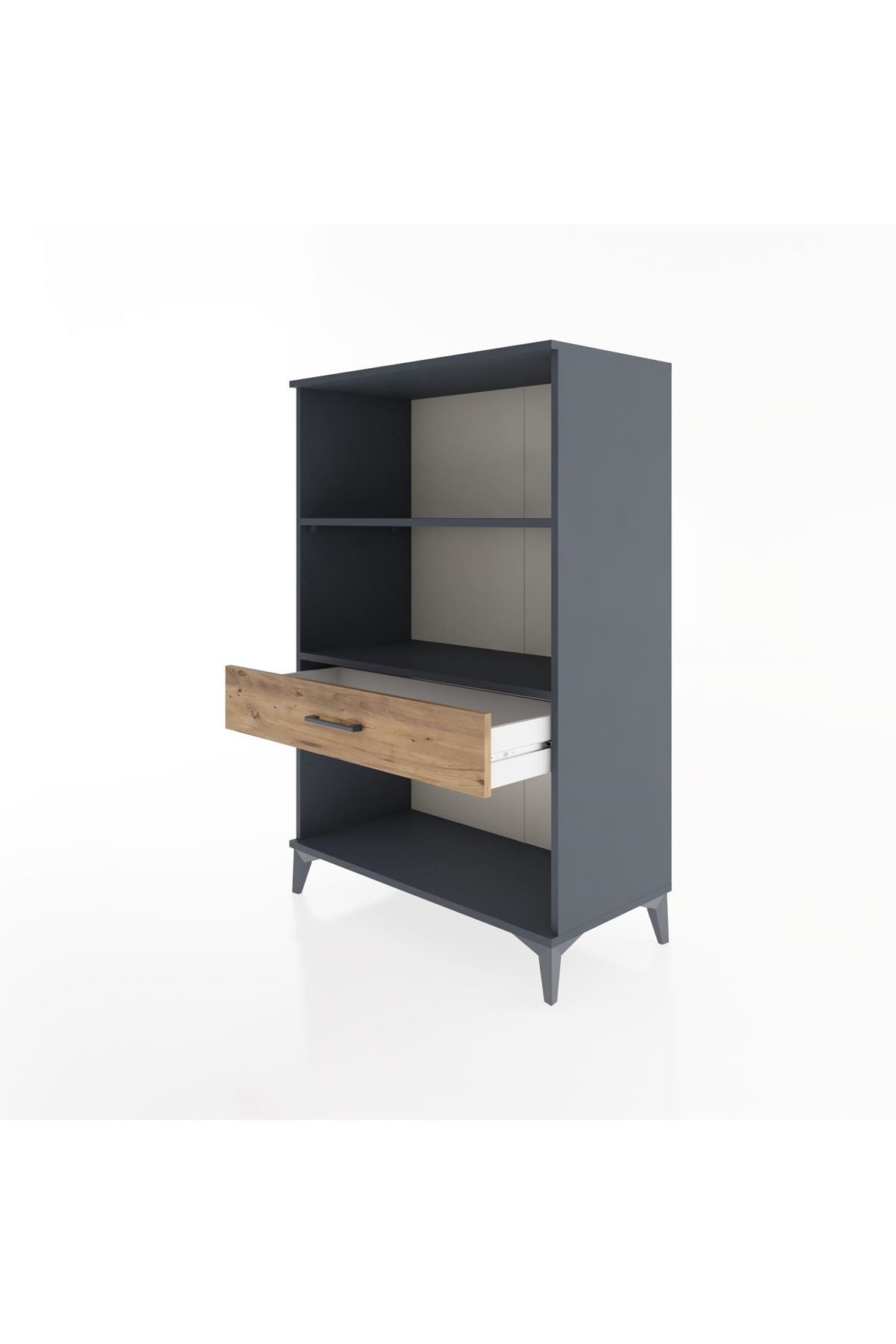 Hyperion Dolap 2 Raflı Tek Çekmeceli 88x44x134 Antrasit-Çam