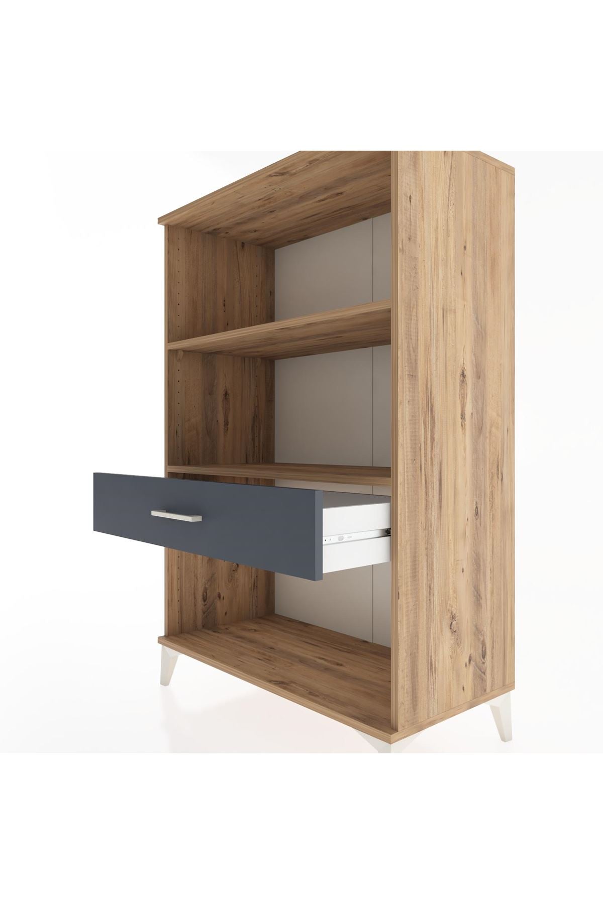 Hyperion Dolap 2 Raflı Tek Çekmeceli 88x44x134 Çam-Antrasit