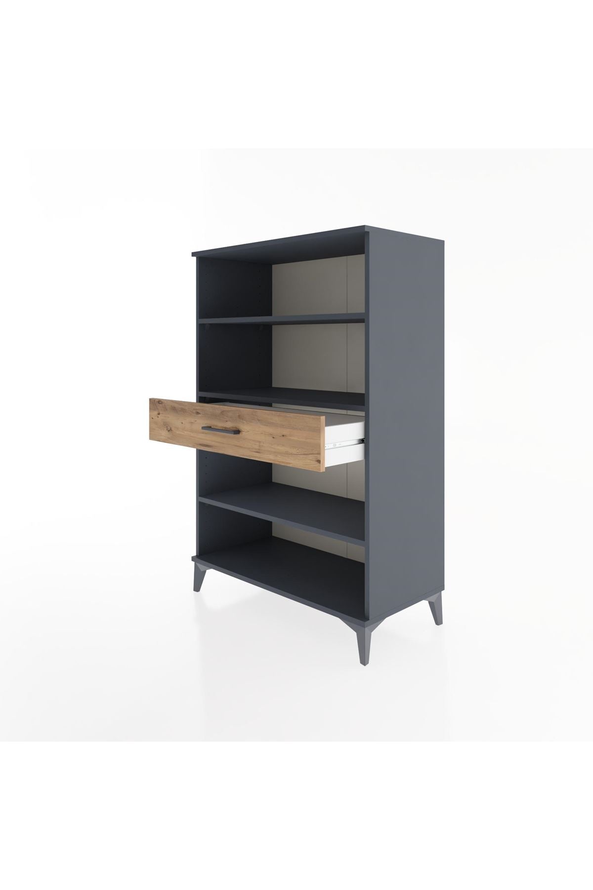Hyperion Dolap 3 Raflı Tek Çekmeceli 88x44x134 Antrasit-Çam