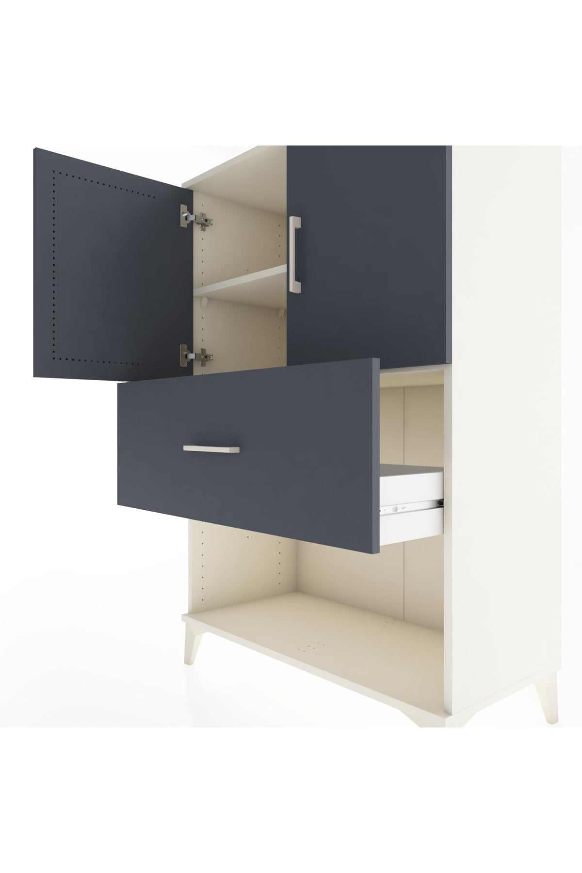 Hyperion Dolap 2 Raflı Tek Çekmeceli 2 Kapaklı 88x44x134 Aytaşı-Antrasit