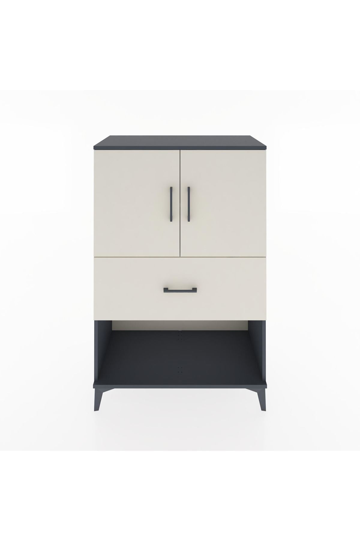 Hyperion Dolap 2 Raflı Tek Çekmeceli 2 Kapaklı 88x44x134 Antrasit-Aytaşı