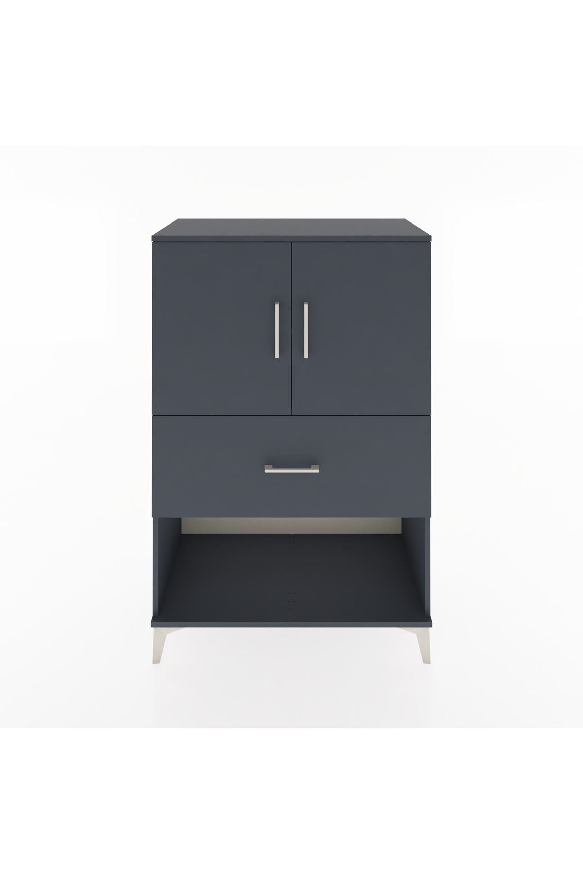 Hyperion Dolap 2 Raflı Tek Çekmeceli 2 Kapaklı 88x44x134 Antrasit-Antrasit