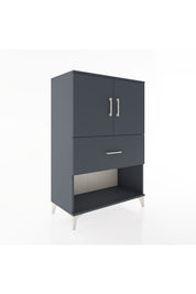 Hyperion Dolap 2 Raflı Tek Çekmeceli 2 Kapaklı 88x44x134 Antrasit-Antrasit