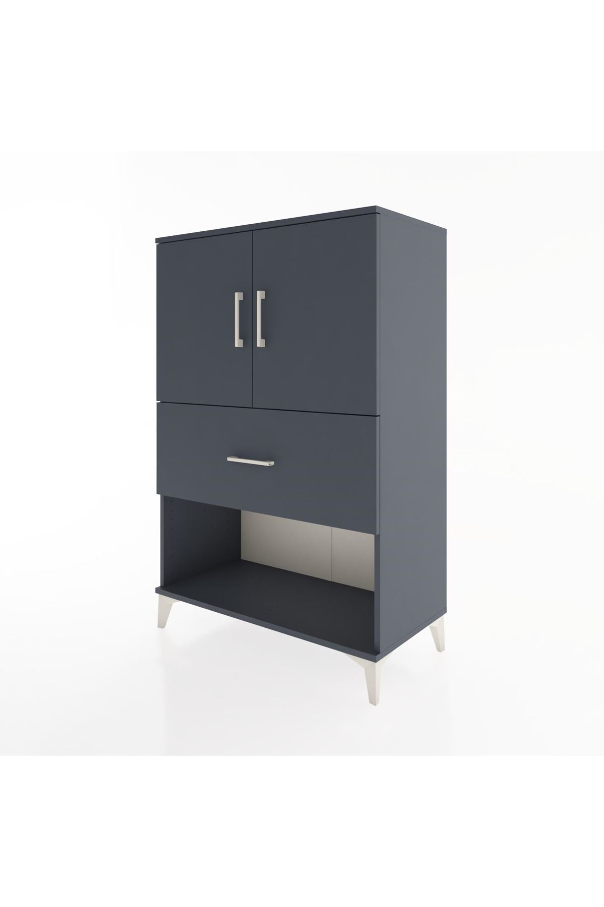 Hyperion Dolap 2 Raflı Tek Çekmeceli 2 Kapaklı 88x44x134 Antrasit-Antrasit