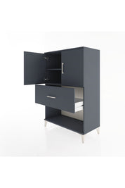 Hyperion Dolap 2 Raflı Tek Çekmeceli 2 Kapaklı 88x44x134 Antrasit-Antrasit