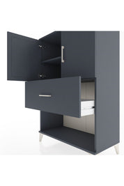 Hyperion Dolap 2 Raflı Tek Çekmeceli 2 Kapaklı 88x44x134 Antrasit-Antrasit