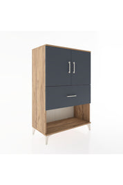 Hyperion Dolap 2 Raflı Tek Çekmeceli 2 Kapaklı 88x44x134 Çam-Antrasit